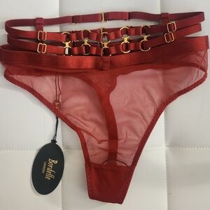 New Birdelle London Women's Red Strappy Panties,‎ Size SS.